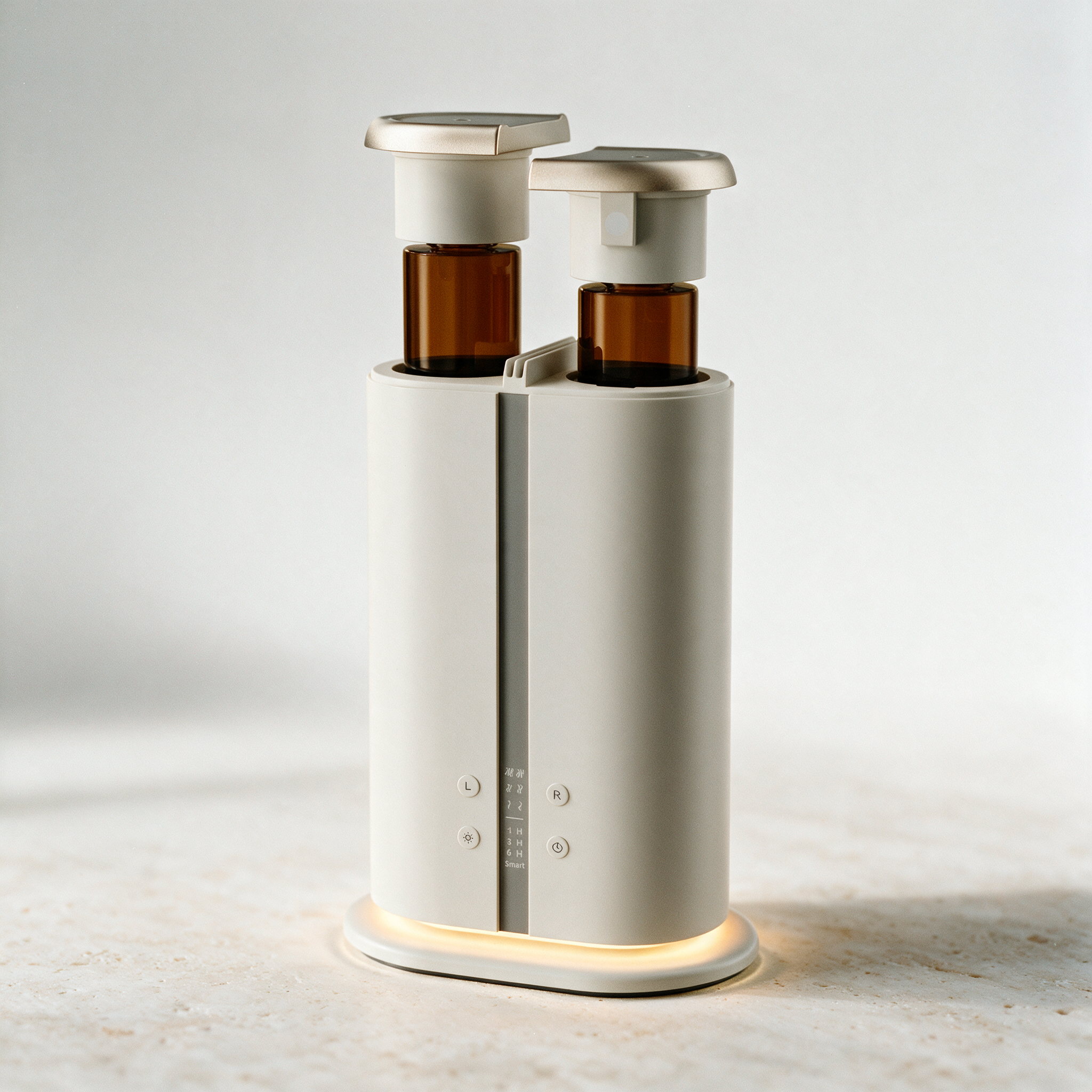 Aura Duetto open, showing two independent aroma tanks