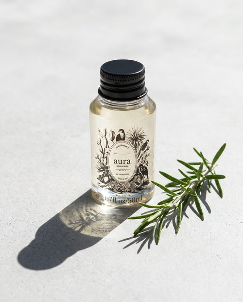 Think Better diffuser oil — clear coastal workspace scene