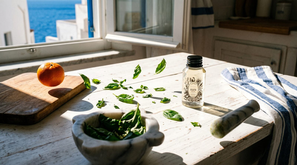 Ponza diffuser oil — bright summery still life