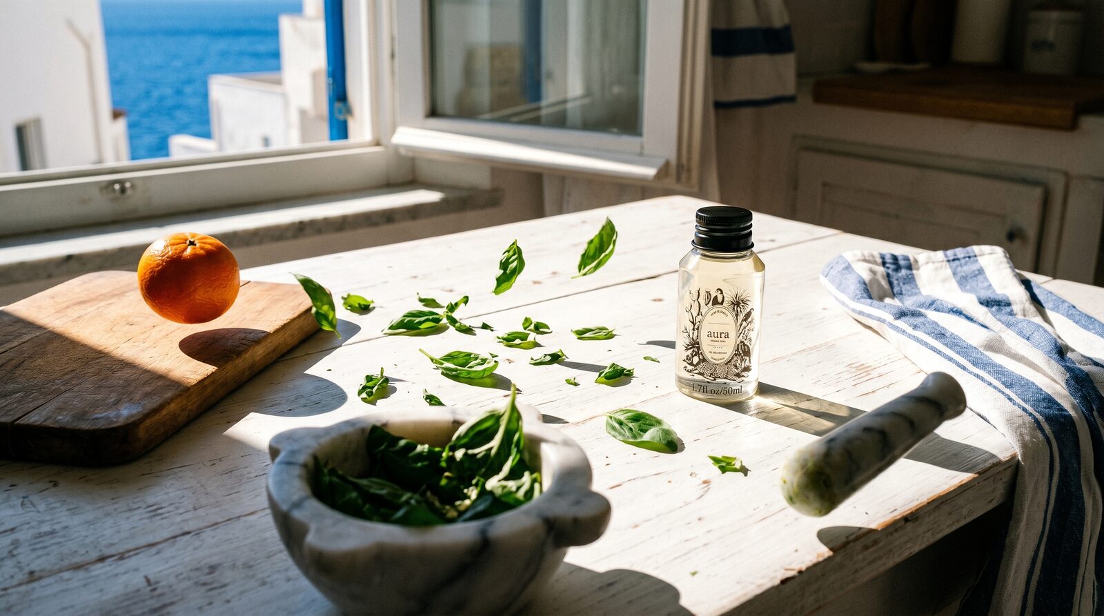 Ponza diffuser oil — bright summery still life