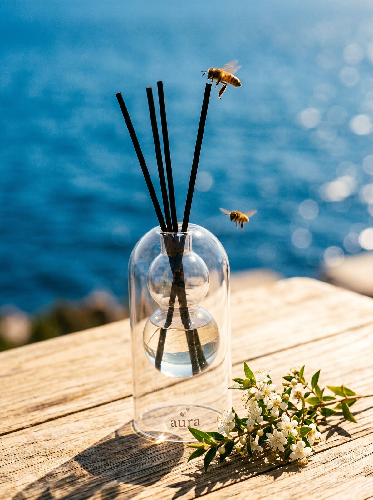 Sardegna reed diffuser — Sardinian coast editorial scene