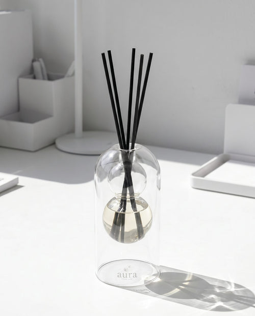 Think Better reed diffuser — clear coastal shelf scene