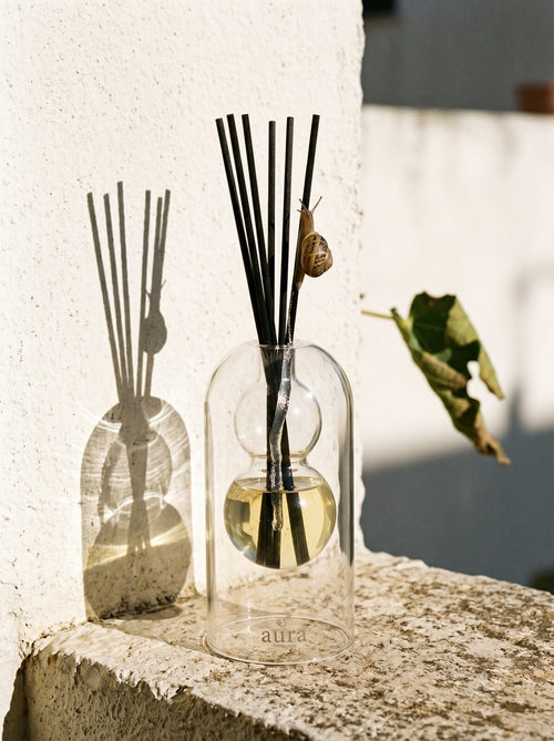 Capri reed diffuser — island-coast editorial scene
