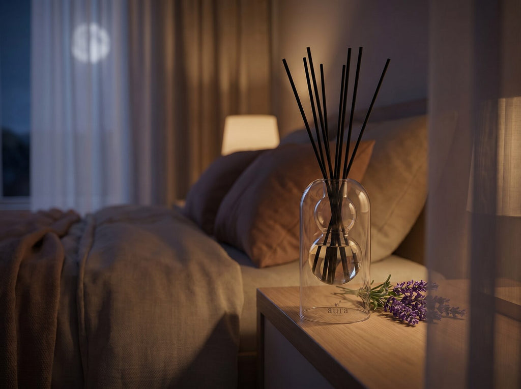 Sleep Better reed diffuser — cocooning still life
