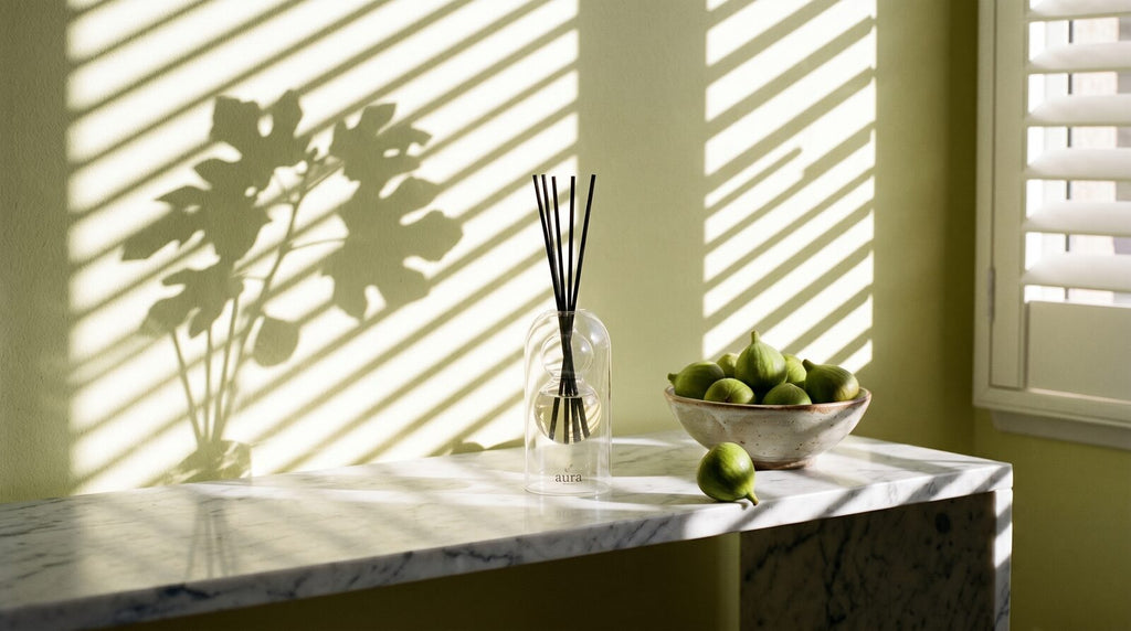 Capri reed diffuser — fresh green still life