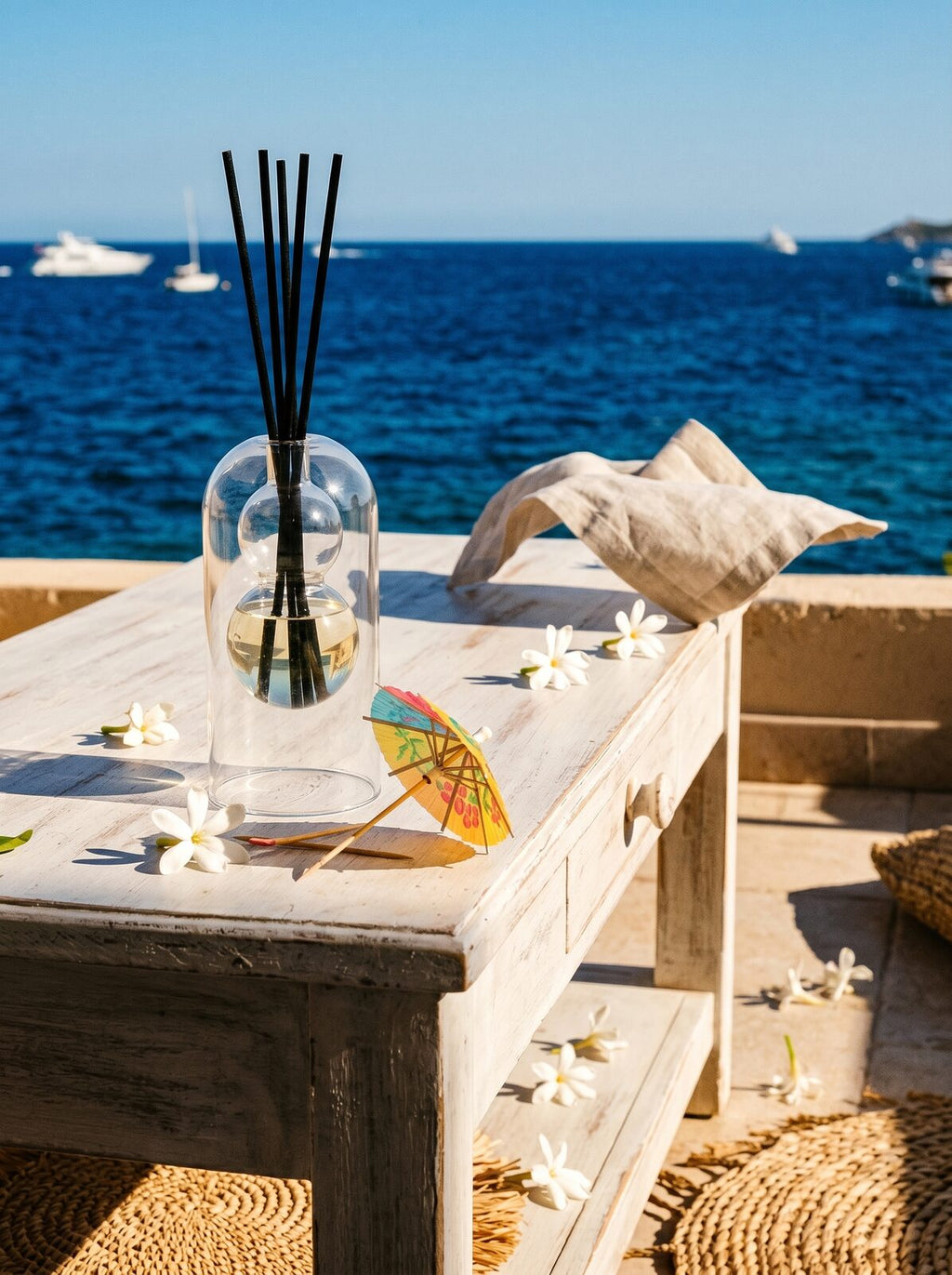 Saint Tropez reed diffuser — sun-warmed still life