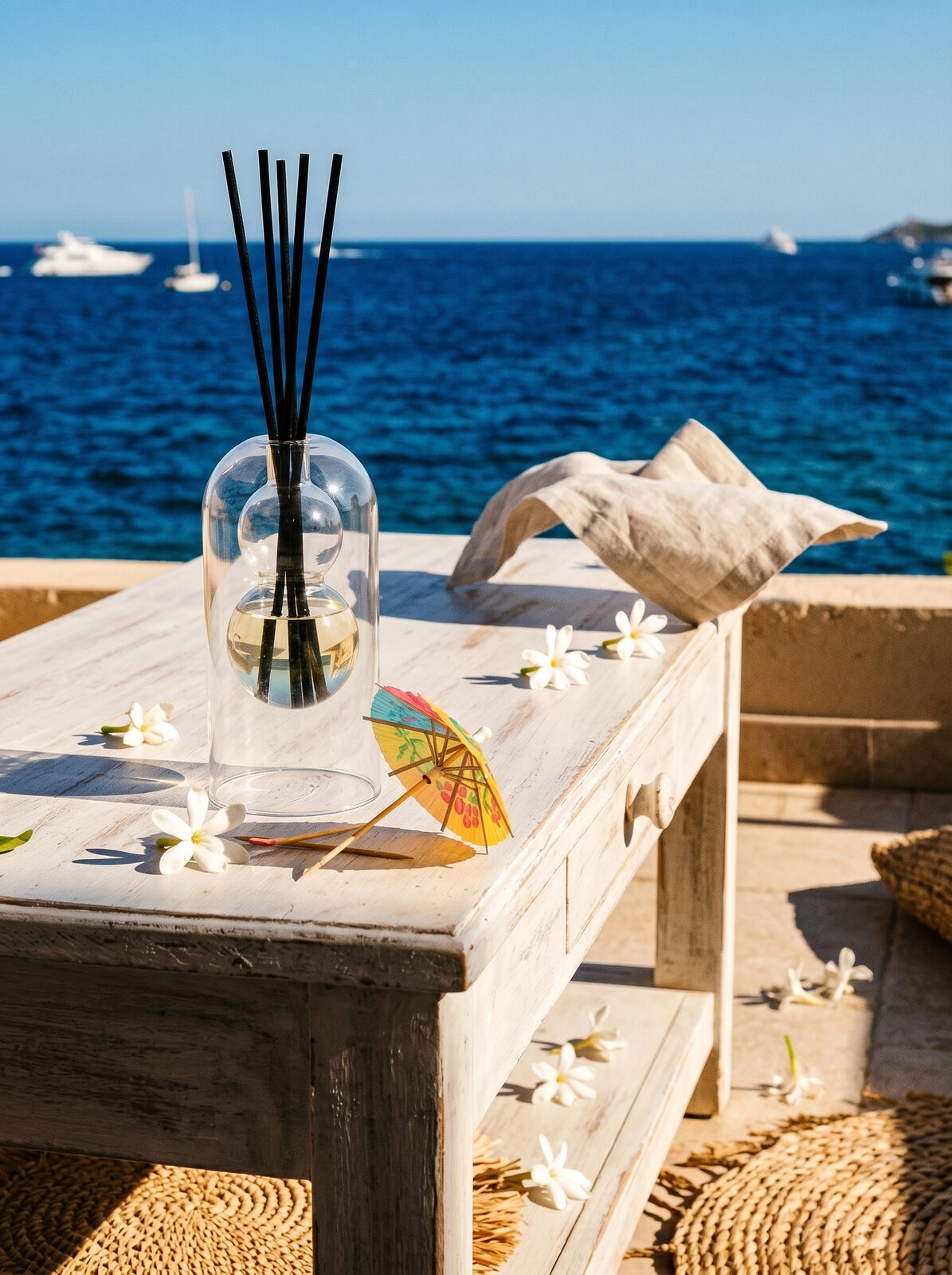 Saint Tropez reed diffuser — sun-warmed still life