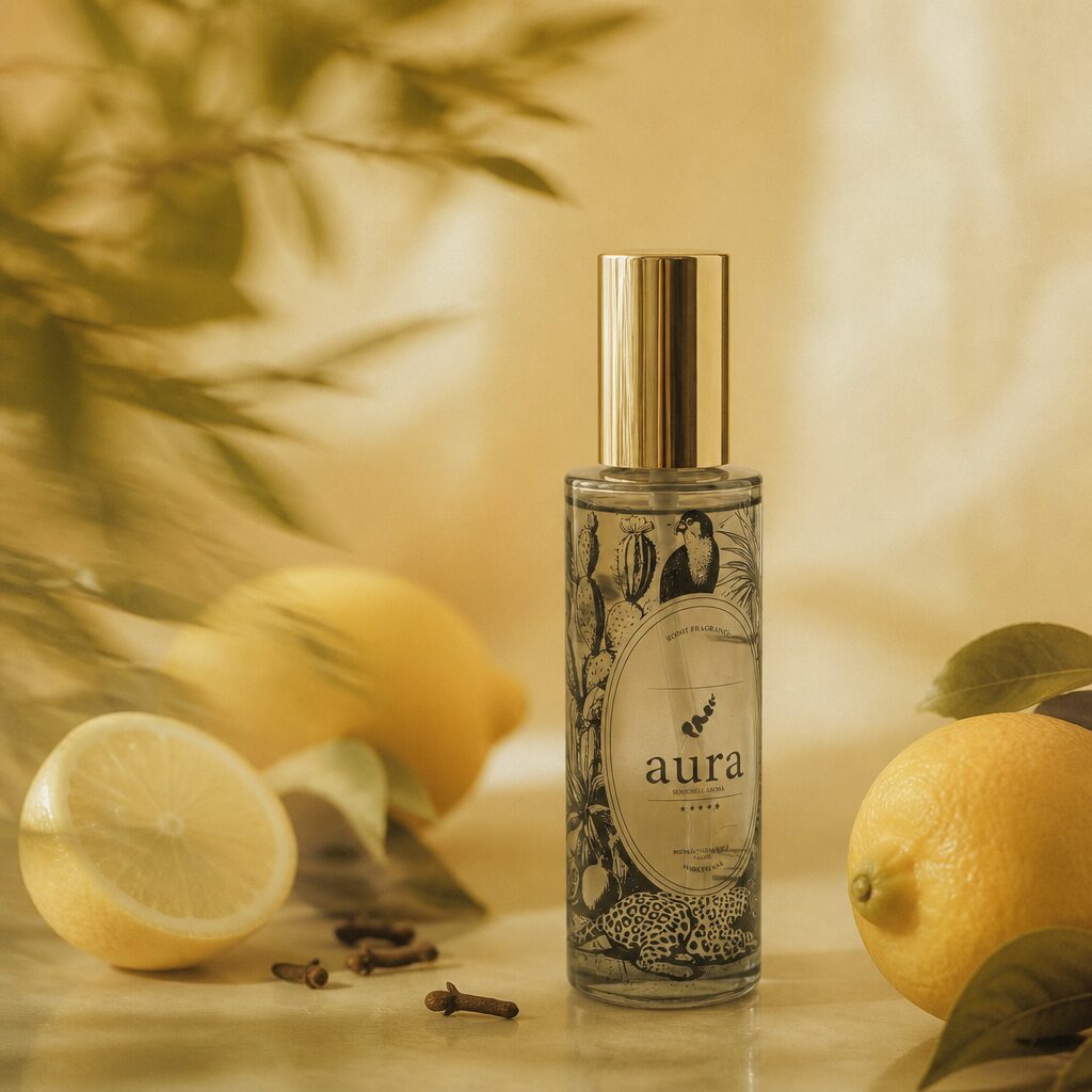 Sicilia room spray — Palermo terrace editorial scene