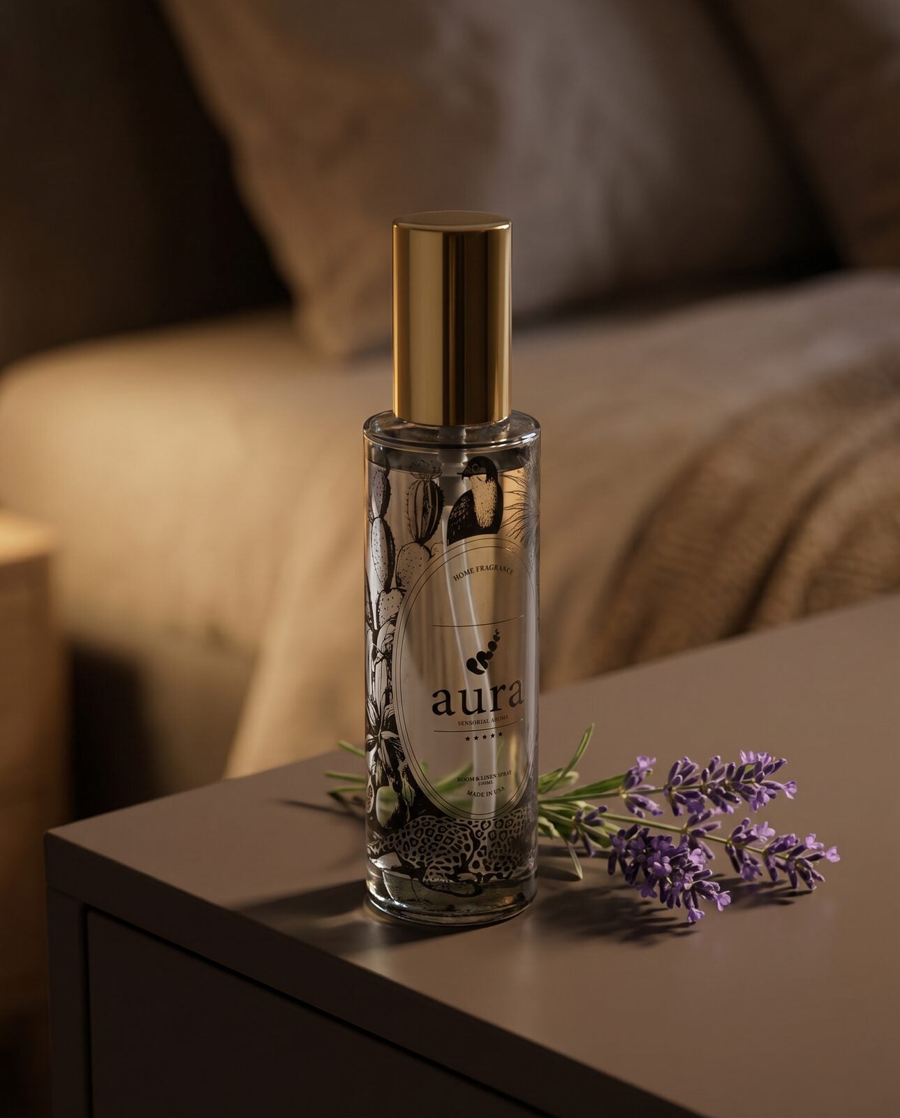 Sleep Better room spray — calm nighttime scene