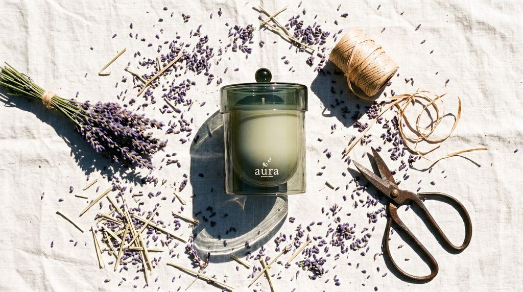 Provence candle — lavender-field editorial scene
