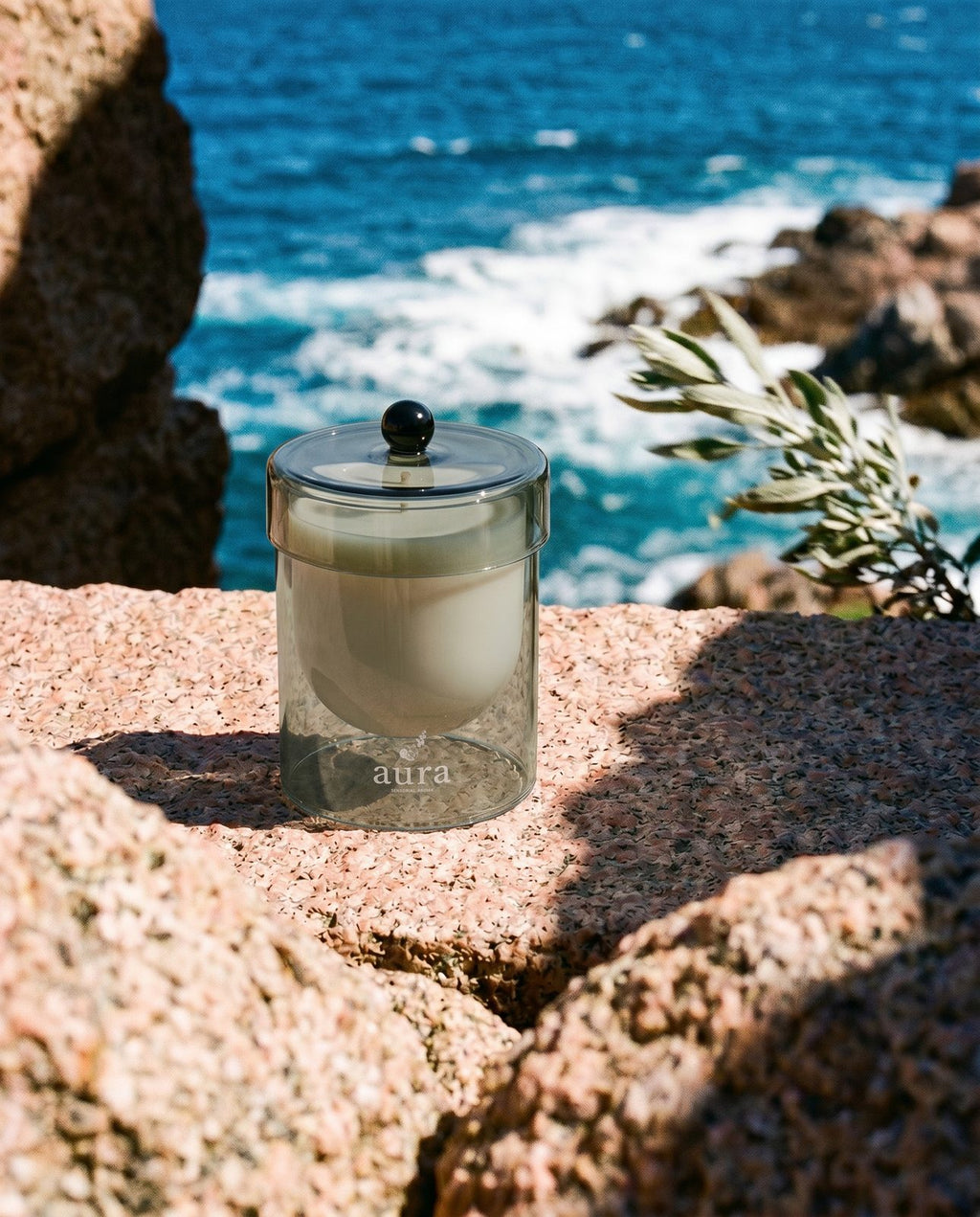 Sardegna candle — airy coastal still life
