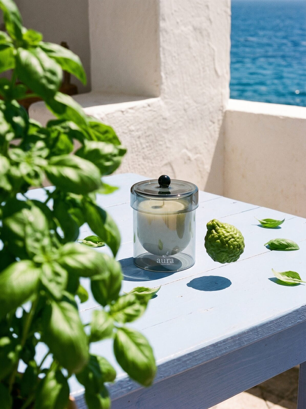 Ponza candle — bright summery still life