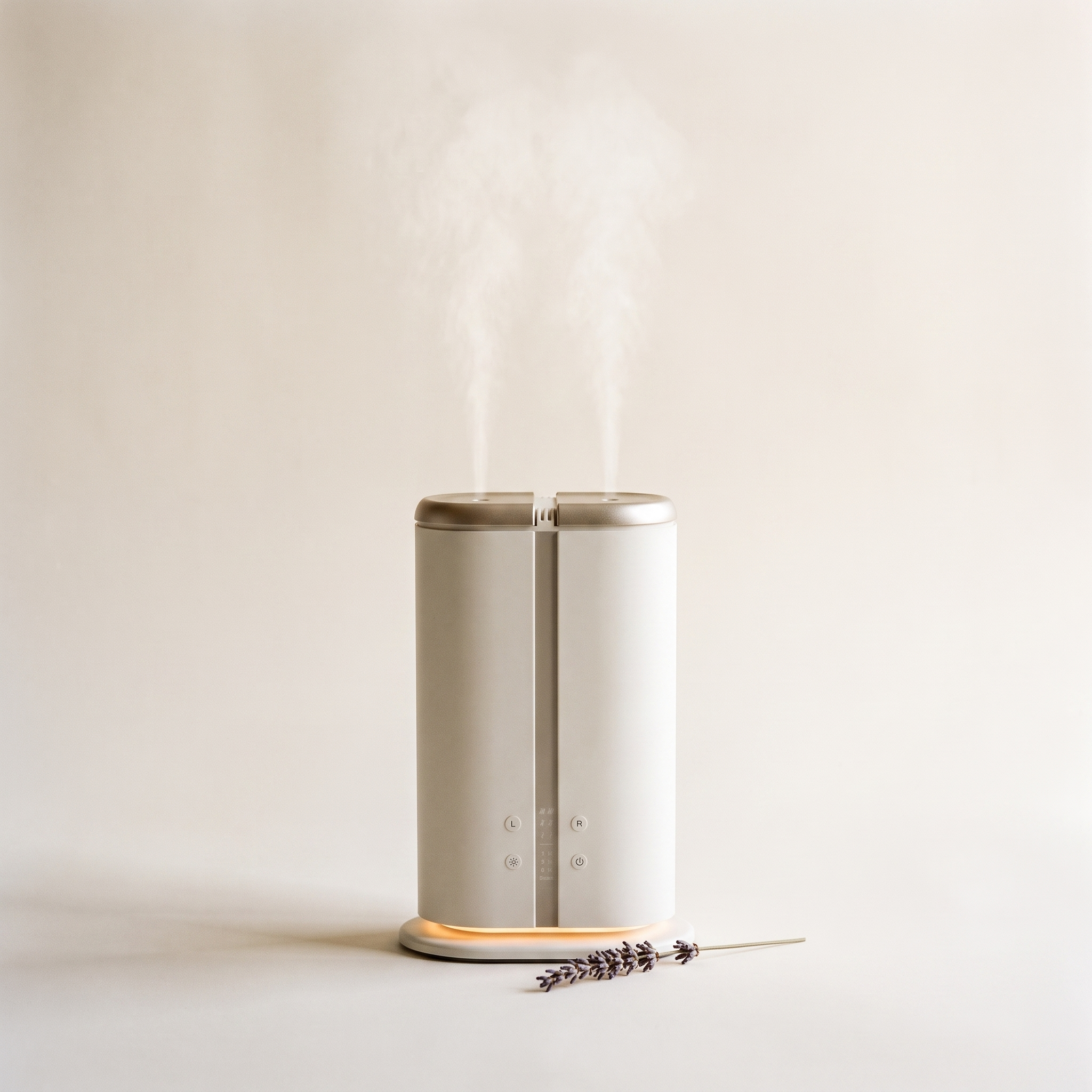 Aura Duetto dual-mist diffuser, ivory, studio packshot