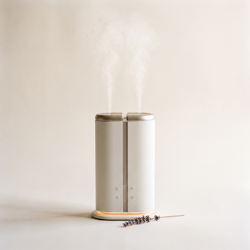 Aura Duetto dual-mist diffuser, ivory, studio packshot