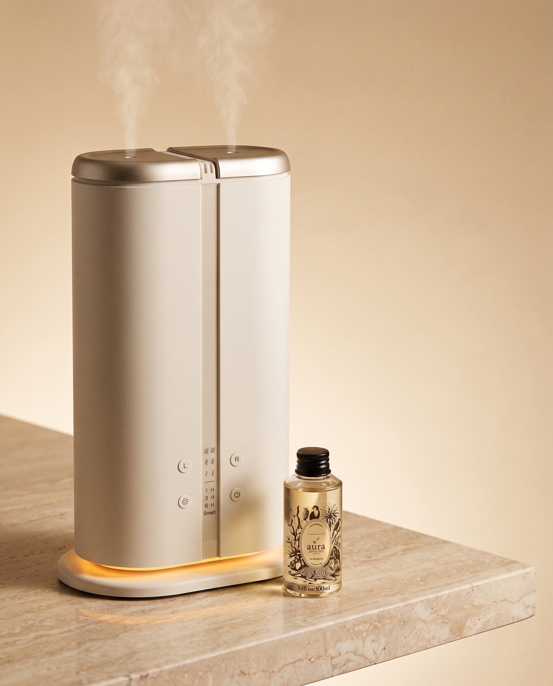 Aura Duetto with Aura fragrance oil bottle