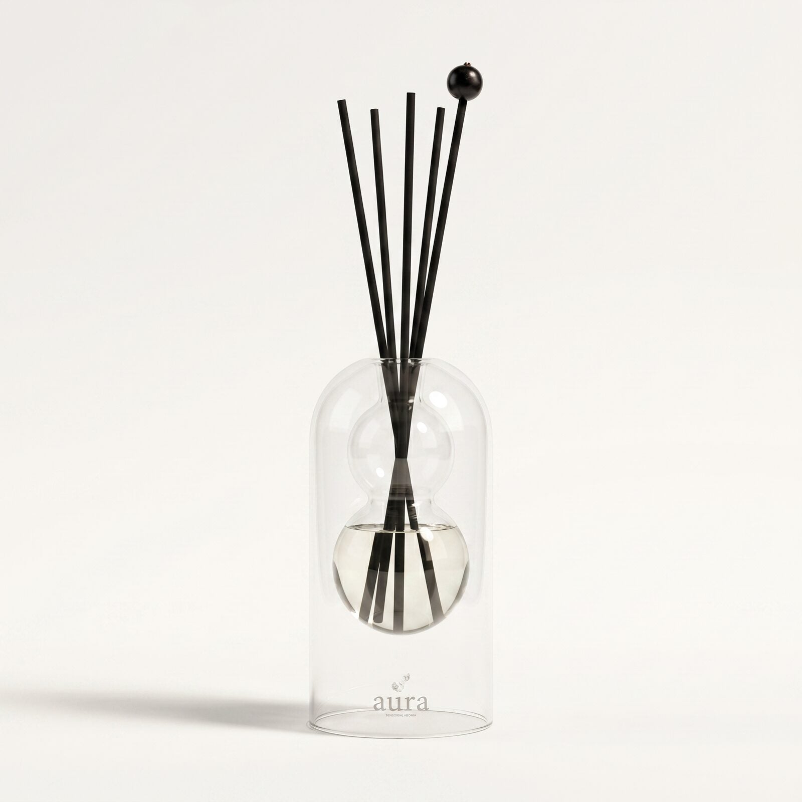 Cassis reed diffuser — clear glass vessel with fiber reeds