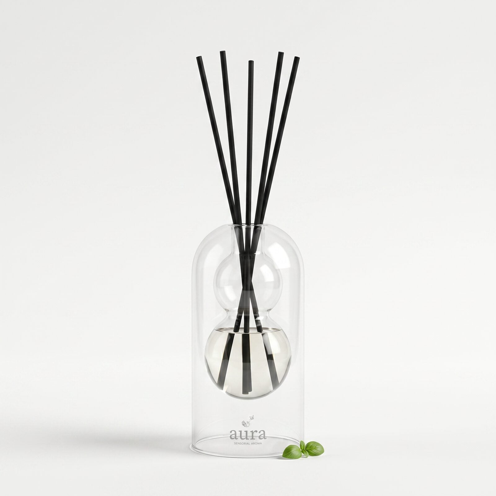 Ponza reed diffuser — clear glass vessel with fiber reeds