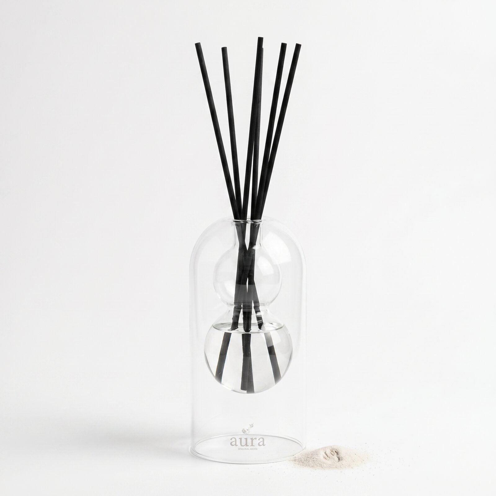 Maddalena reed diffuser — clear glass vessel with fiber reeds