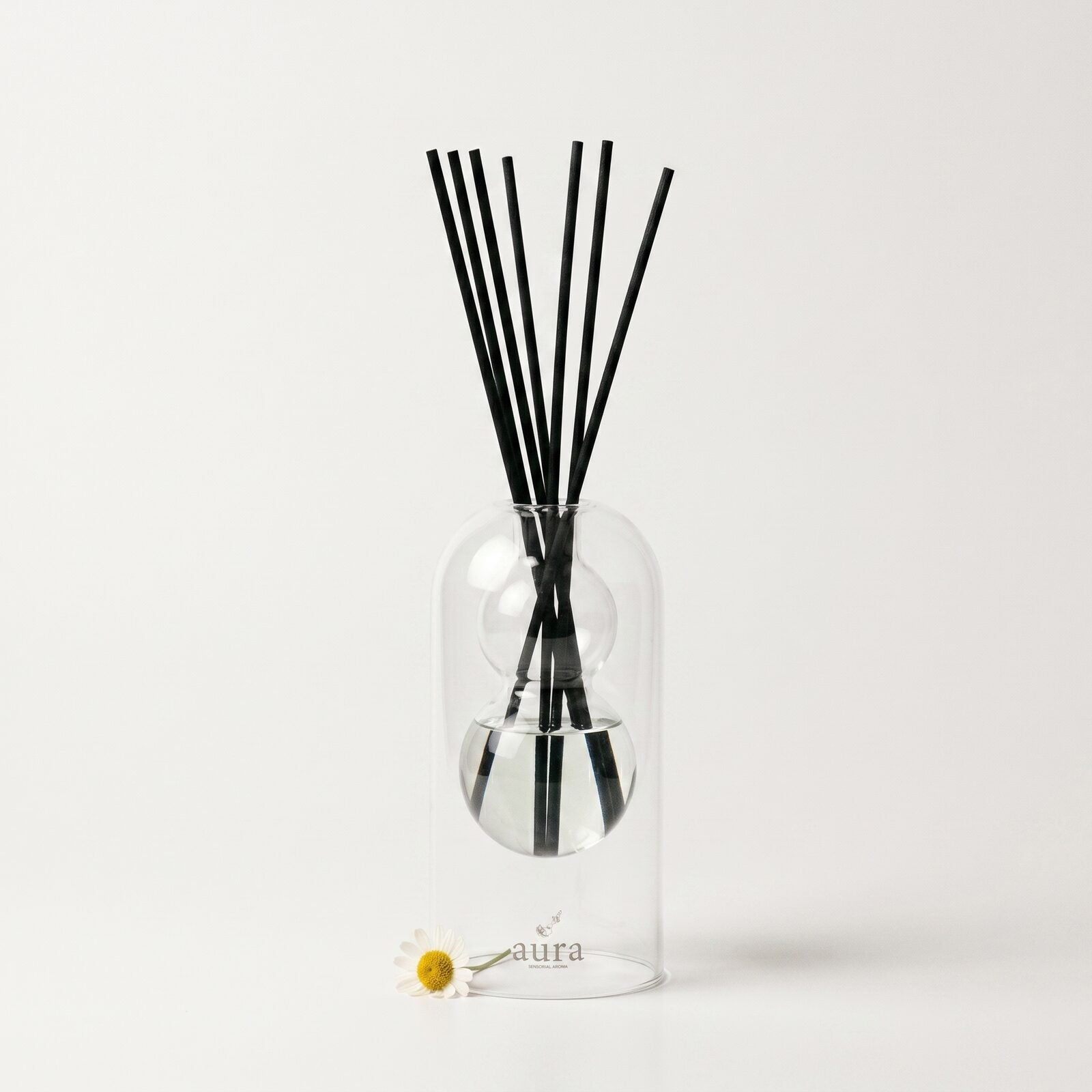 Bella reed diffuser — clear glass vessel with fiber reeds