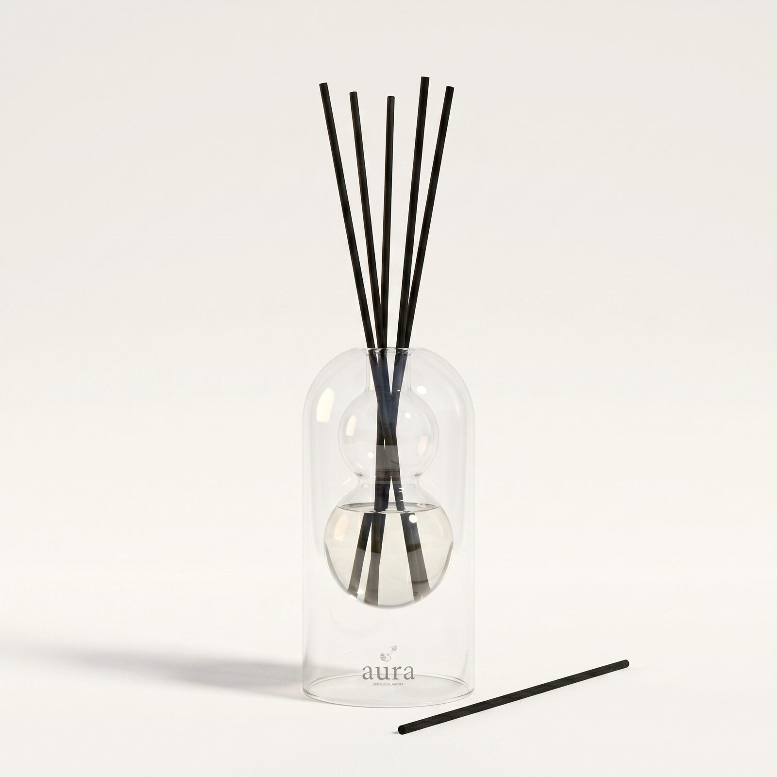 Marseille reed diffuser — clear glass vessel with fiber reeds