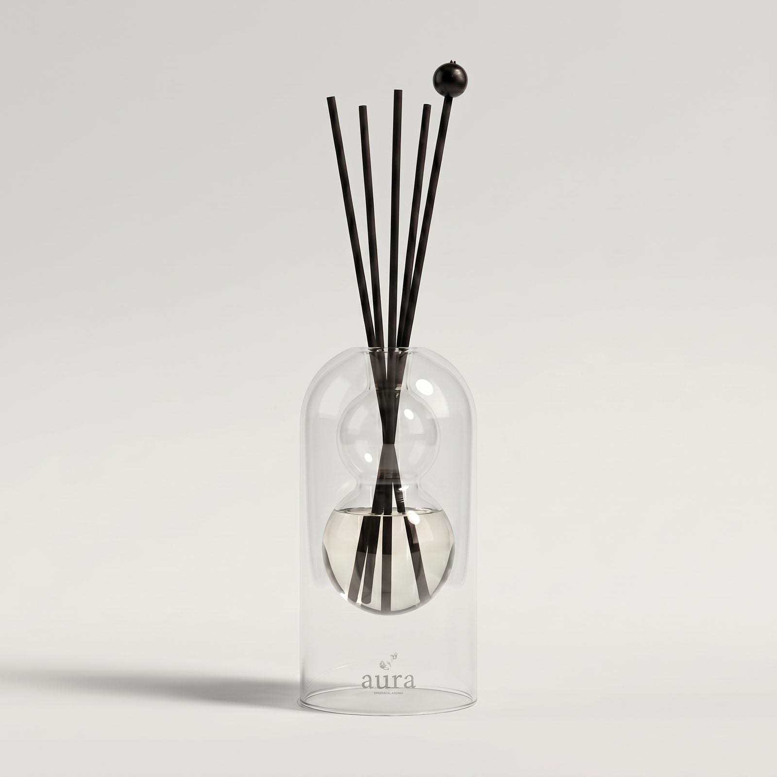 Capri reed diffuser — clear glass vessel with fiber reeds