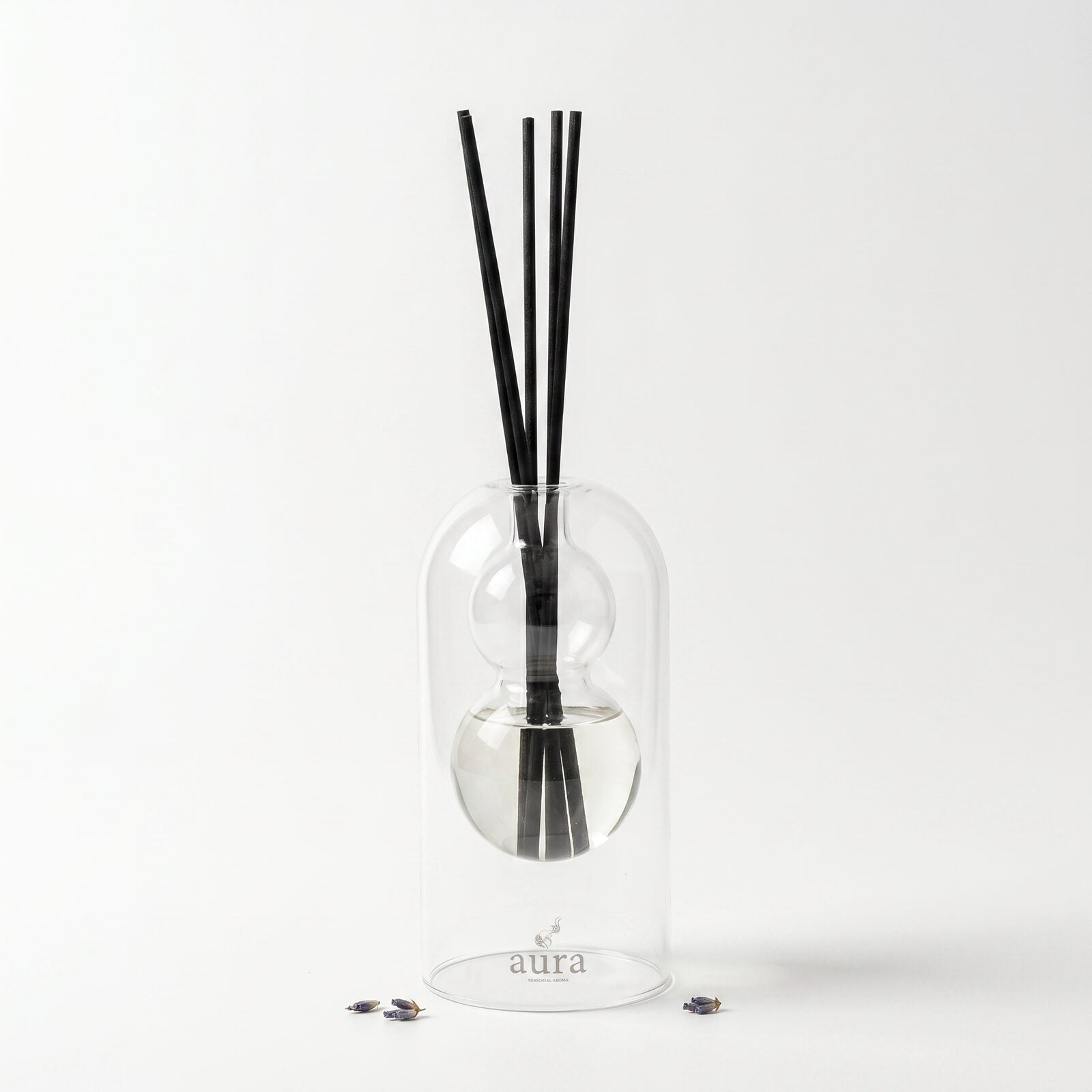 Provence reed diffuser — clear glass vessel with fiber reeds