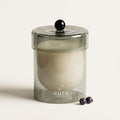 Sardegna scented candle — smoked sage glass with green sphere finial