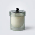 Maddalena scented candle — smoked sage glass with green sphere finial