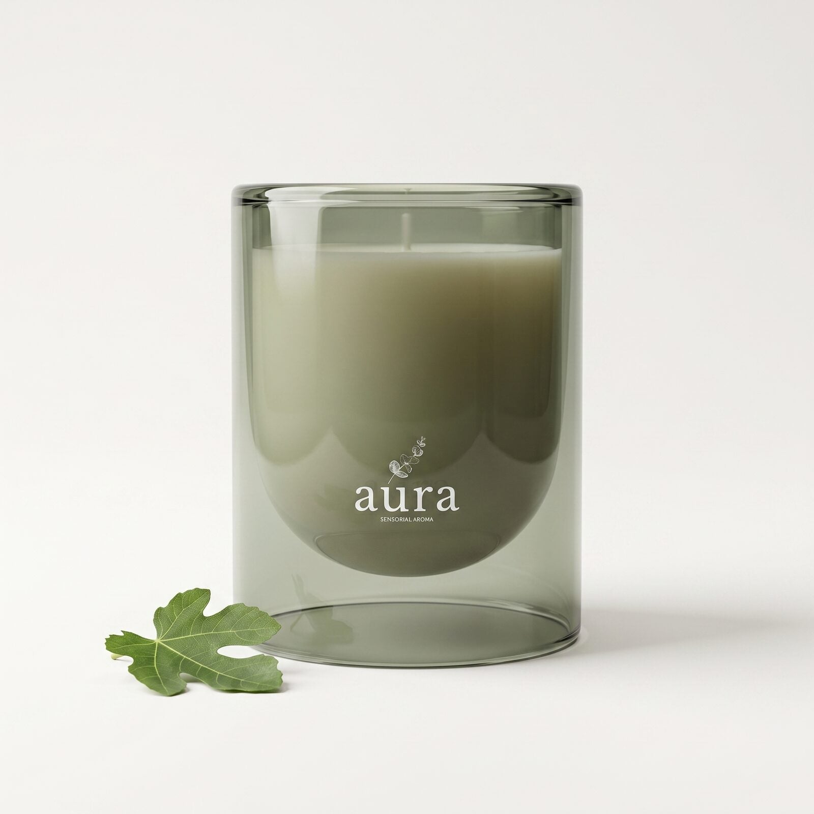Capri scented candle — smoked sage glass with green sphere finial
